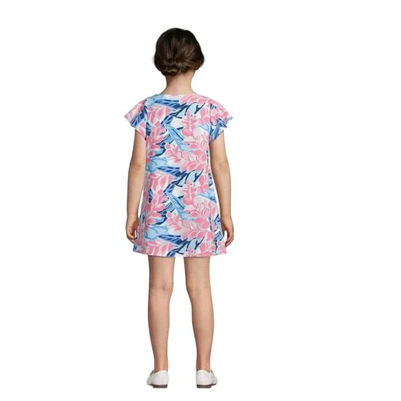 NWT Pappagallo Girls' Pink, Blue &White Floral Flutter Sleeve Dress - L (10/12) - Picture 5 of 10
